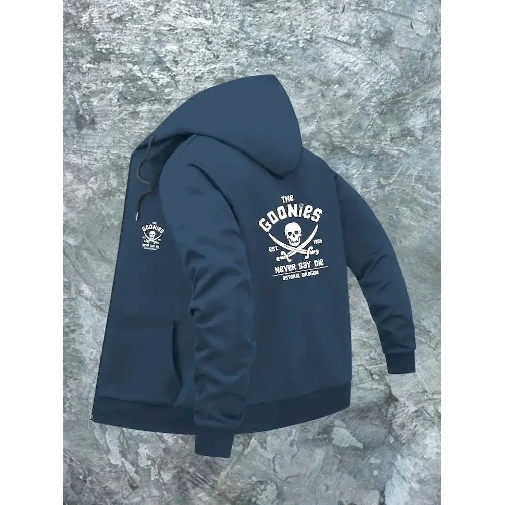Goonies Navy Blue Men's Hoodie Front & Back Print Full Zip Size 2XL - Picture 3 of 4